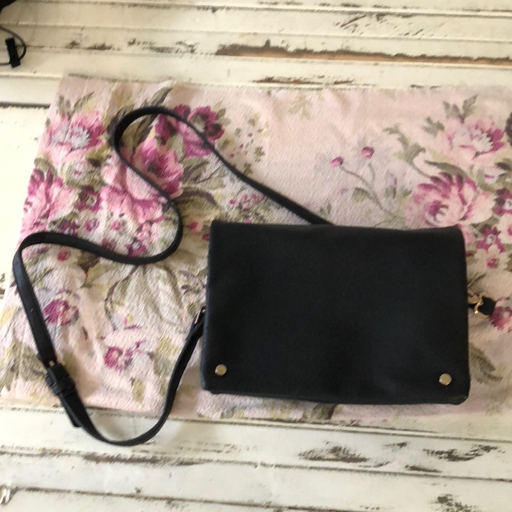 Black Vegetable Leather Cross Body Purse